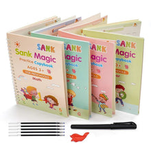 Load image into Gallery viewer, Kids Reusable Writing Exercise Book  Set of 3 (4 Books +Magic Pen+ 5 Refils)
