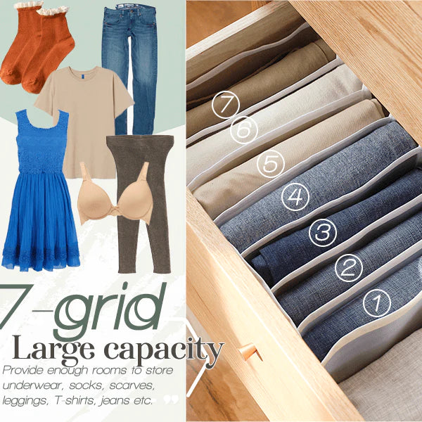 Clothes Organizer- 7 Grids Washable & Foldable Wardrobe Clothes Organizer (Pack of 2)